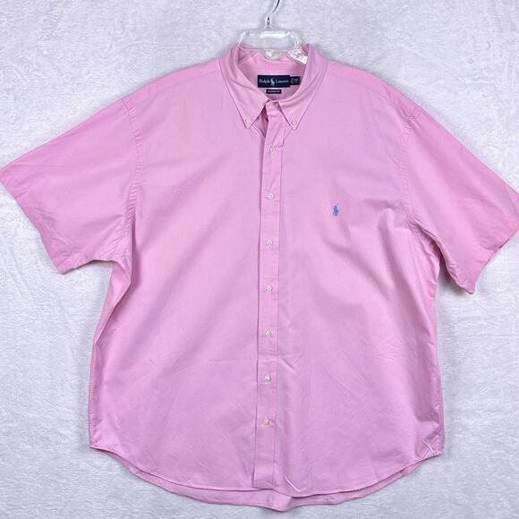VTG Ralph Lauren Mens 2XB Pink Blue Pony Preppy Classic Resort Camp Golf Shirt - Picture 2 of 8